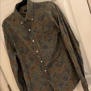 J Crew Floral Patterned Green Shirt